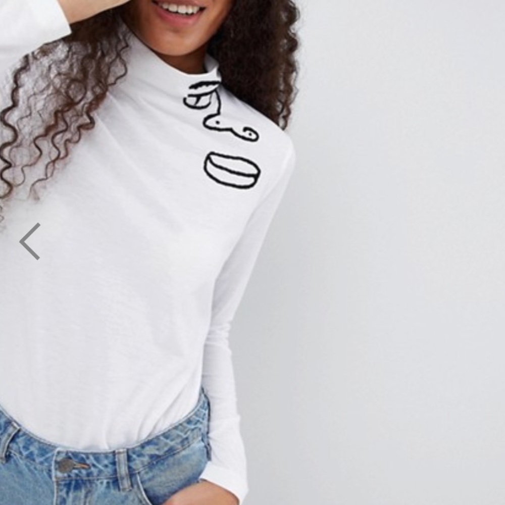 ASOS Made in Kenya Embroidered Funnel Neck Top